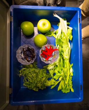 The Secret Box med æbler, vaniljestænger, bladselleri, korianderblade og chili. Photo: Michael Sperling.